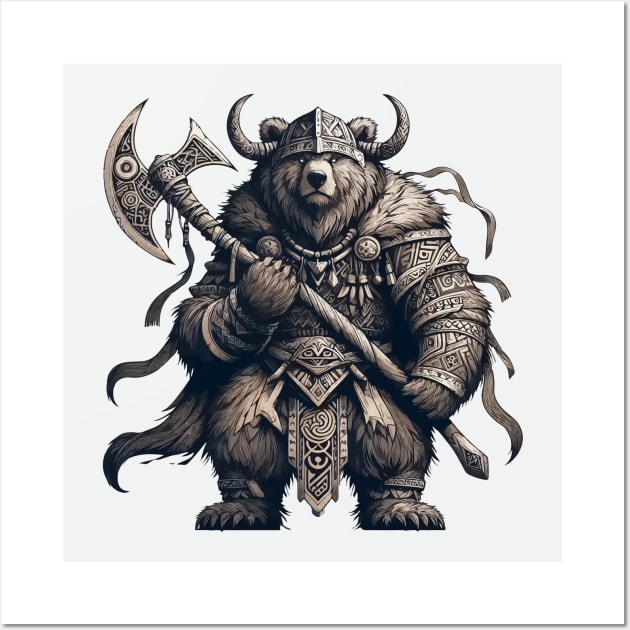 Norse Mythology Viking Warrior Bear Berserker Wall Art by TomFrontierArt